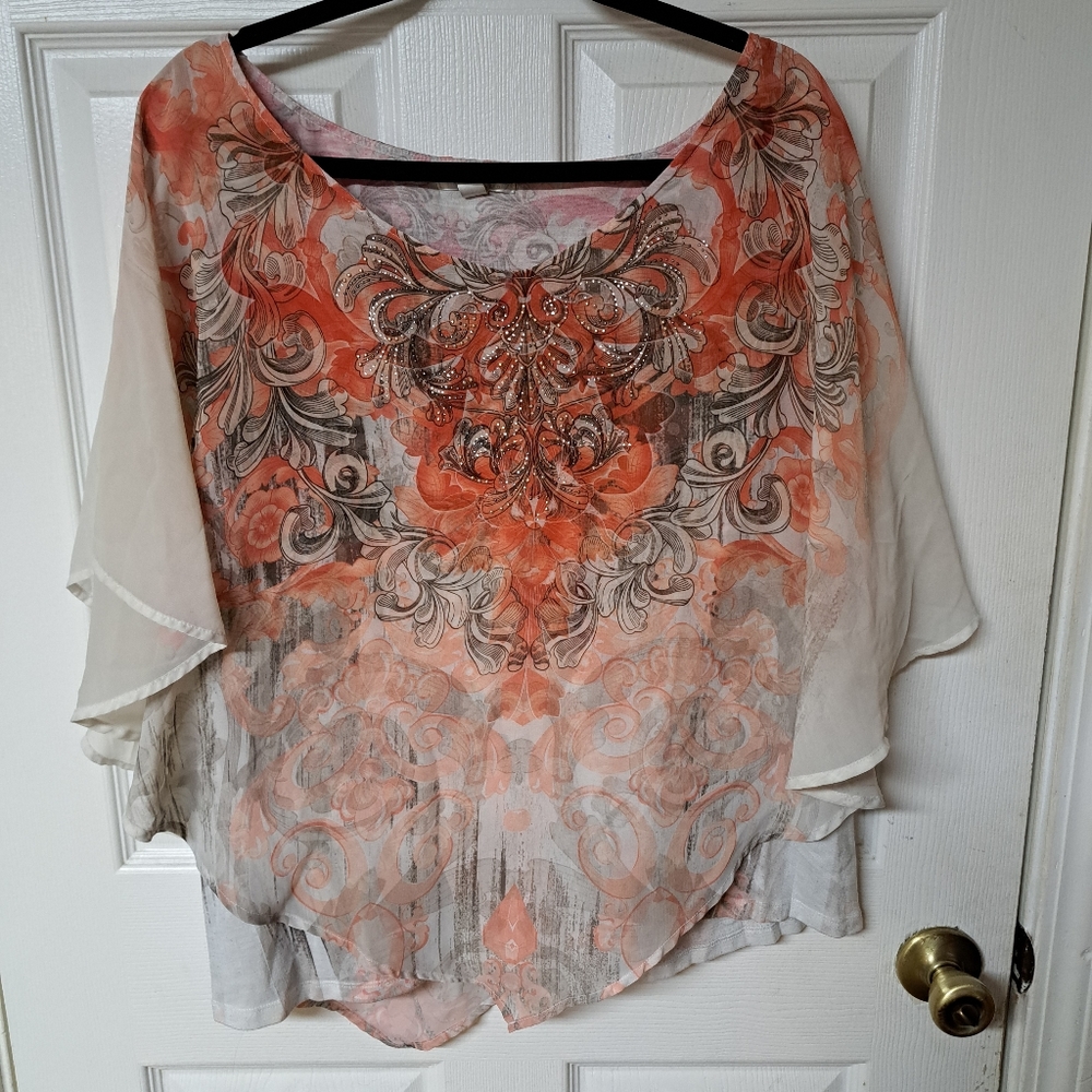 DressBarn flowered layered blouse 3x